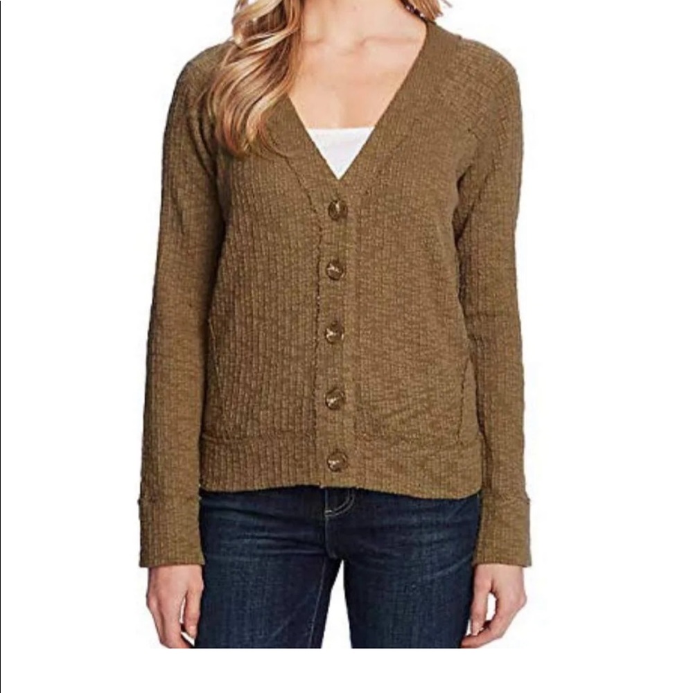 Vince Camuto Olive Green V Neck Cardigan NWOT